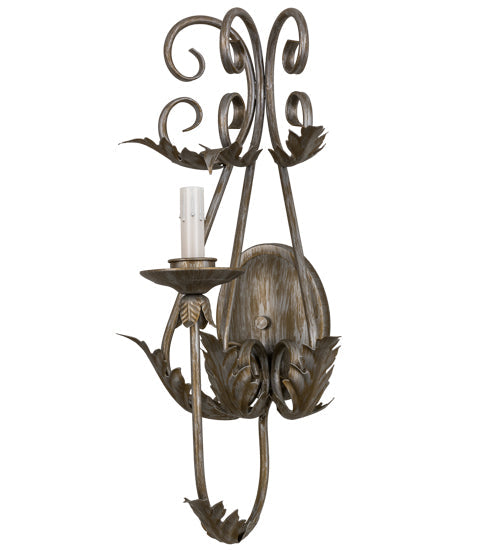 Meyda Lighting French Elegance 12" Antique Silver Wall Sconce With Clear Shade Glass