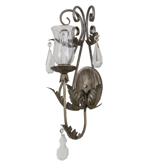 Meyda Lighting French Elegance 12" Antique Silver Wall Sconce With Clear Shade Glass