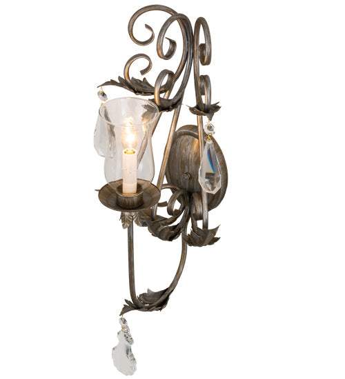 Meyda Lighting French Elegance 12" Antique Silver Wall Sconce With Clear Shade Glass