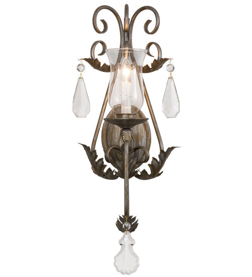 Meyda Lighting French Elegance 12" Antique Silver Wall Sconce With Clear Shade Glass