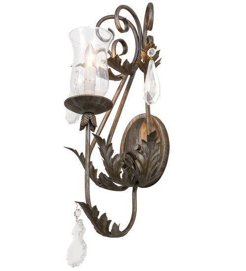 Meyda Lighting French Elegance 12" Antique Silver Wall Sconce With Clear Shade Glass