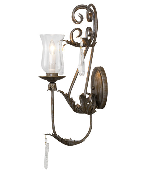 Meyda Lighting French Elegance 12" Antique Silver Wall Sconce With Clear Shade Glass