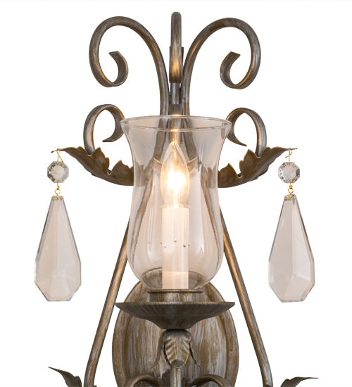 Meyda Lighting French Elegance 12" Antique Silver Wall Sconce With Clear Shade Glass