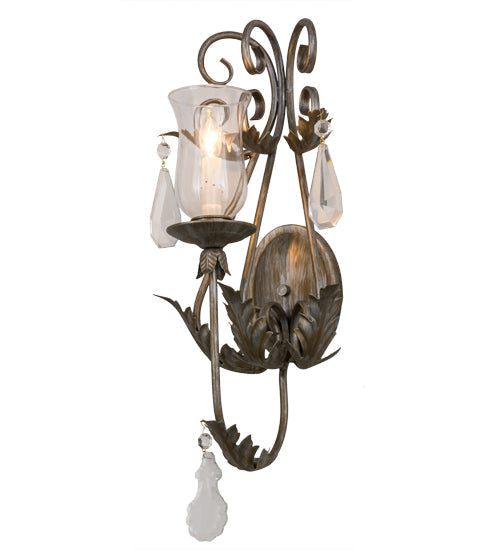 Meyda Lighting French Elegance 12" Antique Silver Wall Sconce With Clear Shade Glass