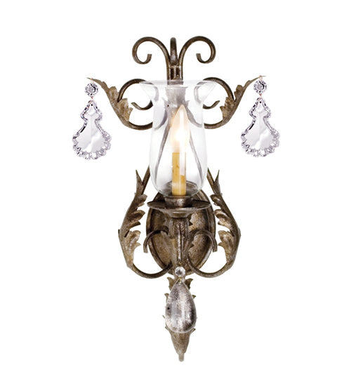 Meyda Lighting French Elegance 12" Corinth Wall Sconce With Clear Hurricane Shade Glass