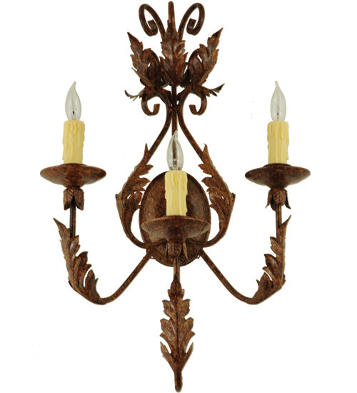 Meyda Lighting French Elegance 17" 3-Light Oxide Bronze Wall Sconce With Ivory Faux Candlelight