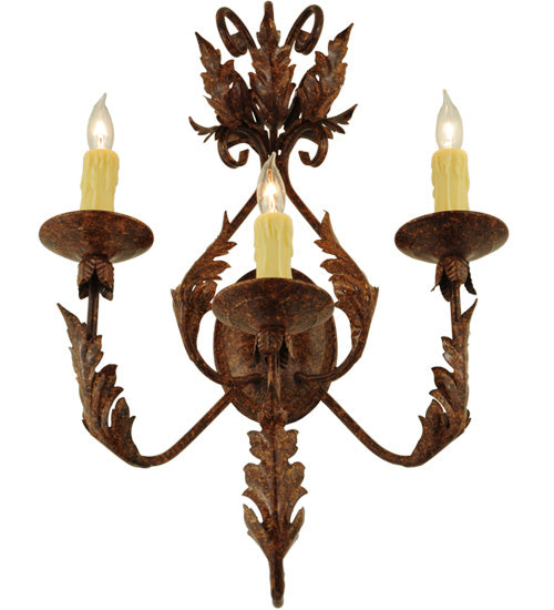 Meyda Lighting French Elegance 17" 3-Light Oxide Bronze Wall Sconce With Ivory Faux Candlelight