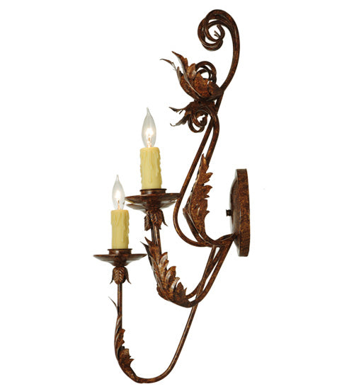 Meyda Lighting French Elegance 17" 3-Light Oxide Bronze Wall Sconce With Ivory Faux Candlelight