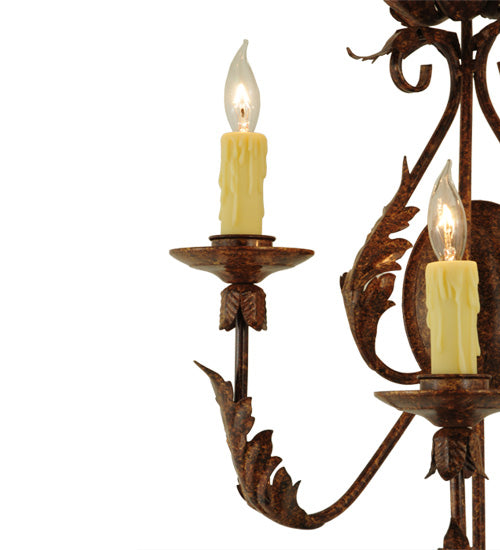 Meyda Lighting French Elegance 17" 3-Light Oxide Bronze Wall Sconce With Ivory Faux Candlelight