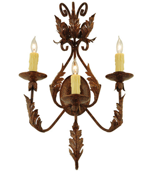 Meyda Lighting French Elegance 17" 3-Light Oxide Bronze Wall Sconce With Ivory Faux Candlelight