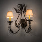 Meyda Lighting French Elegance 18" 2-Light Antiquity Wall Sconce With Beige Textrene Shade