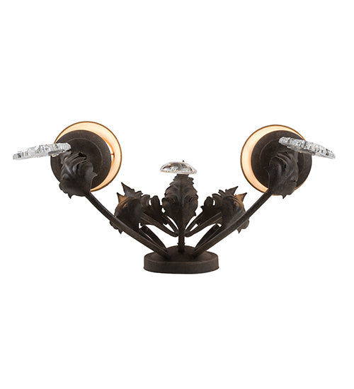 Meyda Lighting French Elegance 18" 2-Light Antiquity Wall Sconce With Beige Textrene Shade