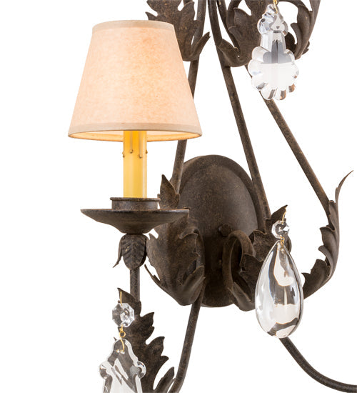 Meyda Lighting French Elegance 18" 2-Light Antiquity Wall Sconce With Beige Textrene Shade
