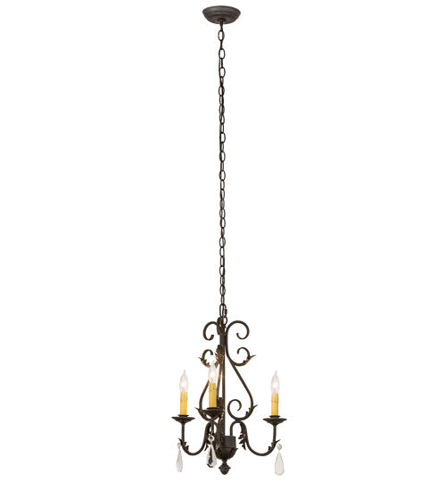 Meyda Lighting French Elegance 18" 3-Light Chestnut Chandelier Light With Ivory Faux Candlelight