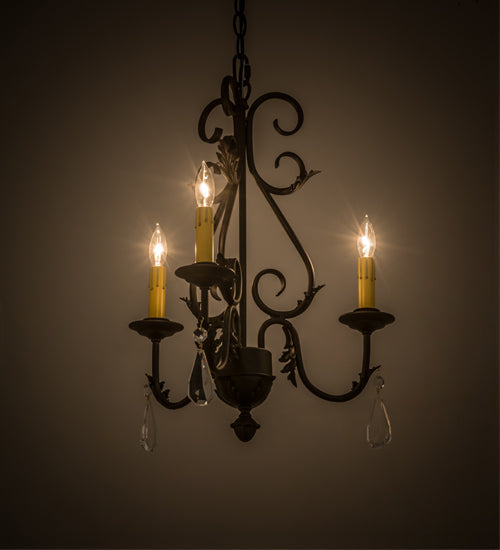 Meyda Lighting French Elegance 18" 3-Light Chestnut Chandelier Light With Ivory Faux Candlelight