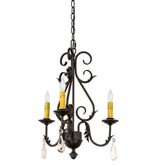 Meyda Lighting French Elegance 18" 3-Light Chestnut Chandelier Light With Ivory Faux Candlelight