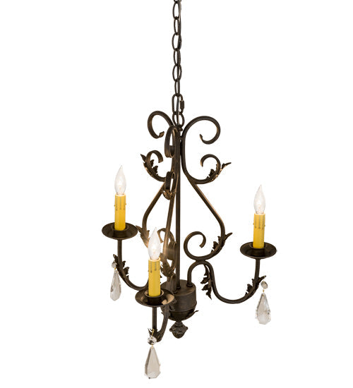 Meyda Lighting French Elegance 18" 3-Light Chestnut Chandelier Light With Ivory Faux Candlelight