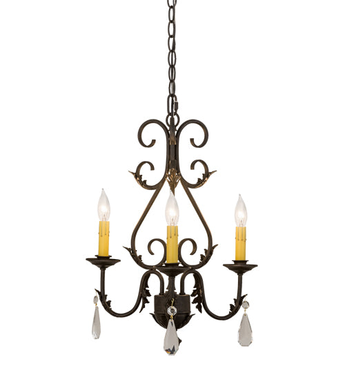 Meyda Lighting French Elegance 18" 3-Light Chestnut Chandelier Light With Ivory Faux Candlelight