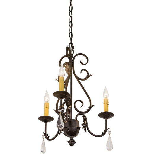 Meyda Lighting French Elegance 18" 3-Light Chestnut Chandelier Light With Ivory Faux Candlelight