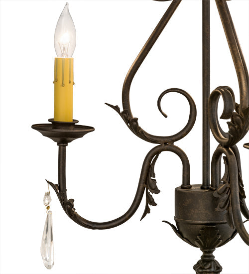 Meyda Lighting French Elegance 18" 3-Light Chestnut Chandelier Light With Ivory Faux Candlelight