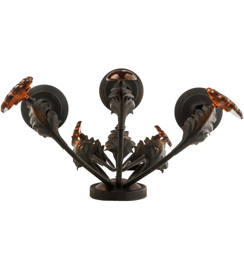 Meyda Lighting French Elegance 18" 3-Light Chestnut Wall Sconce With Clear Hurricane Shade Glass