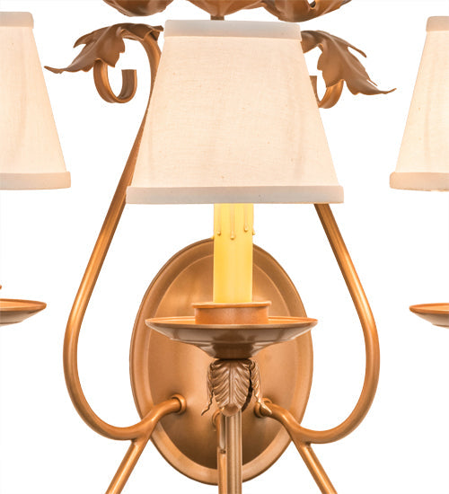 Meyda Lighting French Elegance 18" 3-Light Metallic Bronze Wall Sconce With Beige Natural Linen Textrene Shade