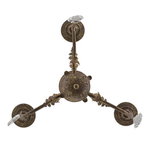 Meyda Lighting French Elegance 18" 3-Light Pompeii Gold Chandelier With Amber Faux Candlelight