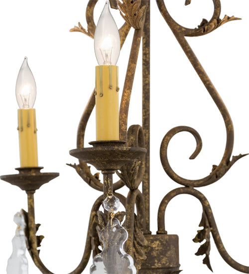 Meyda Lighting French Elegance 18" 3-Light Pompeii Gold Chandelier With Amber Faux Candlelight