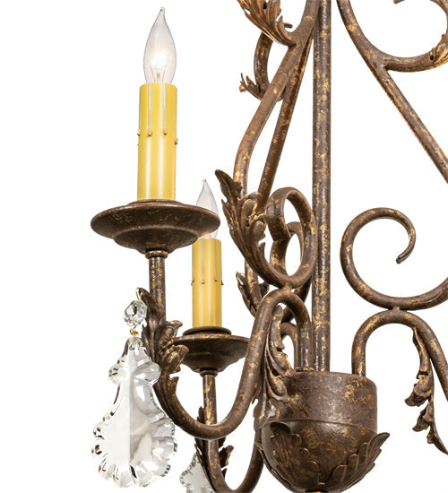 Meyda Lighting French Elegance 18" 3-Light Pompeii Gold Chandelier With Amber Faux Candlelight