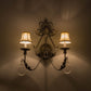 Meyda Lighting French Elegance 21" 2-Light Antique Silver Wall Sconce With Cream Textrene Shade