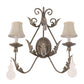 Meyda Lighting French Elegance 21" 2-Light Antique Silver Wall Sconce With Cream Textrene Shade