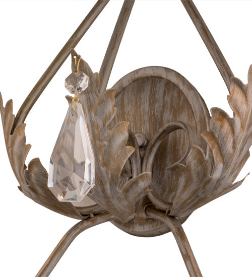 Meyda Lighting French Elegance 21" 2-Light Antique Silver Wall Sconce With Cream Textrene Shade