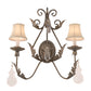Meyda Lighting French Elegance 21" 2-Light Antique Silver Wall Sconce With Cream Textrene Shade