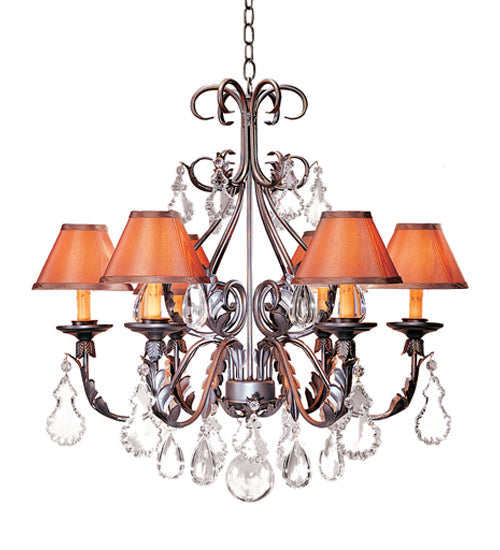 Meyda Lighting French Elegance 28" 6-Light French Bronze Chandelier With Tauper Textrene Shade