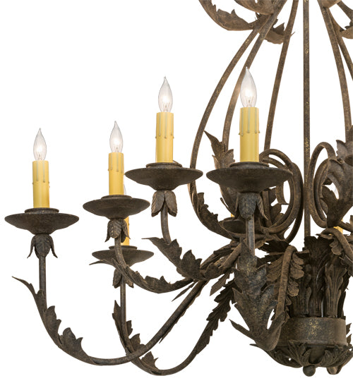 Meyda Lighting French Elegance 36" 12-Light Antiquity Chandelier With Ivory Faux Candlelight