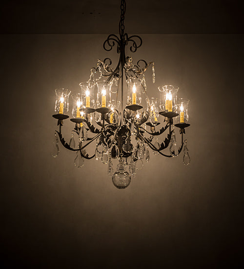 Meyda Lighting French Elegance 36" 12-Light French Bronze Chandelier With Clear Shade Glass