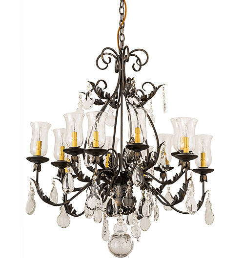 Meyda Lighting French Elegance 36" 12-Light French Bronze Chandelier With Clear Shade Glass