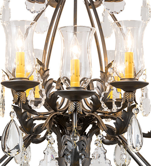 Meyda Lighting French Elegance 36" 12-Light French Bronze Chandelier With Clear Shade Glass
