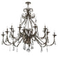 Meyda Lighting French Elegance 60" 16-Light Antique Silver Chandelier With Antique Silver Faux Candlelight