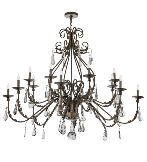 Meyda Lighting French Elegance 60" 16-Light Antique Silver Chandelier With Antique Silver Faux Candlelight