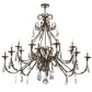 Meyda Lighting French Elegance 60" 16-Light Antique Silver Chandelier With Antique Silver Faux Candlelight