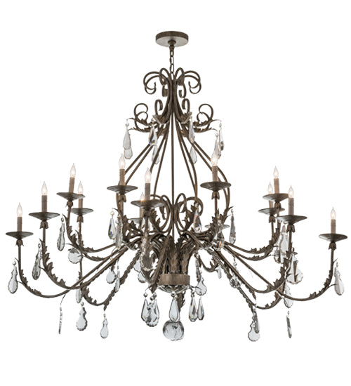 Meyda Lighting French Elegance 60" 16-Light Antique Silver Chandelier With Antique Silver Faux Candlelight