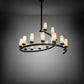 Meyda Lighting French Horn 60" 17-Light Flat Black Chandelier With Creme Carrara Idalight Shade