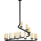 Meyda Lighting French Horn 60" 17-Light Flat Black Chandelier With Creme Carrara Idalight Shade