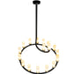 Meyda Lighting French Horn 60" 17-Light Flat Black Chandelier With Creme Carrara Idalight Shade
