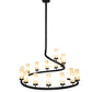 Meyda Lighting French Horn 60" 17-Light Flat Black Chandelier With Creme Carrara Idalight Shade