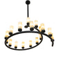Meyda Lighting French Horn 60" 17-Light Flat Black Chandelier With Creme Carrara Idalight Shade