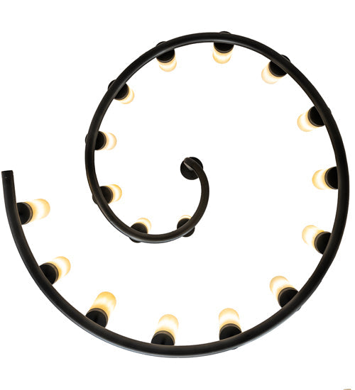 Meyda Lighting French Horn 60" 17-Light Flat Black Chandelier With Creme Carrara Idalight Shade