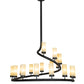Meyda Lighting French Horn 60" 17-Light Flat Black Chandelier With Creme Carrara Idalight Shade