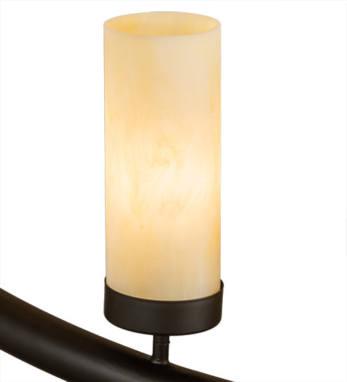 Meyda Lighting French Horn 60" 17-Light Oil Rubbed Bronze Chandelier With Creme Carrara Idalight Shade